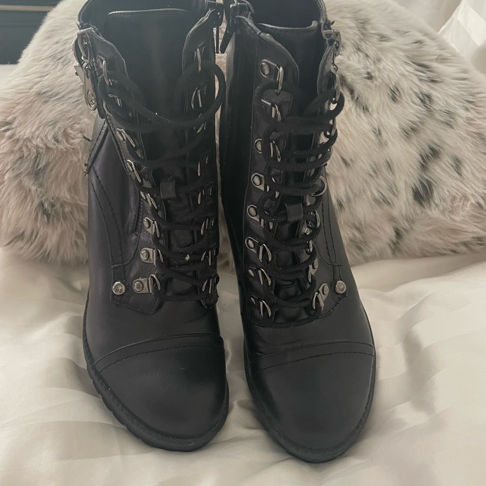G by Guess, heeled buckle boots, size 7.5